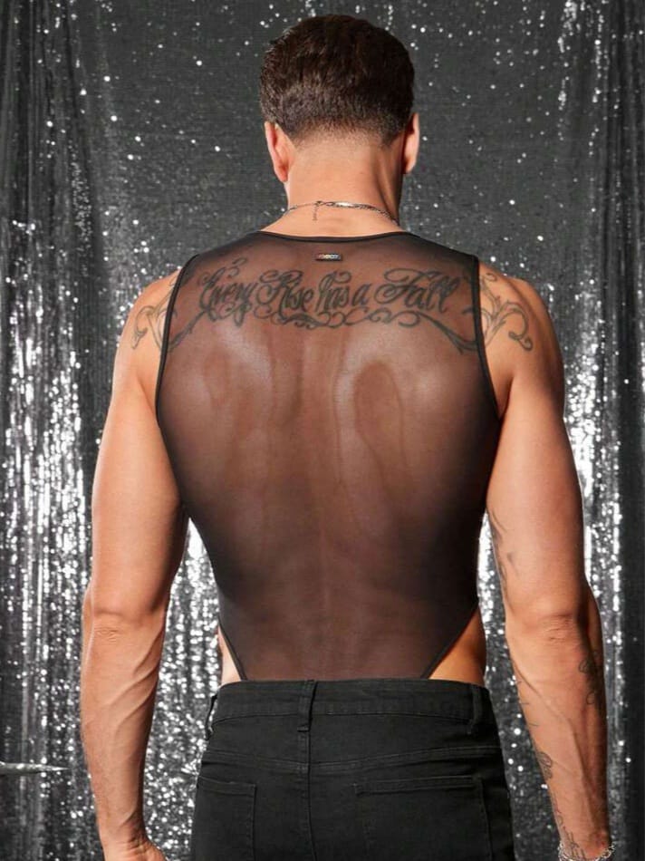 Uptown Funky Men's Sexy Mesh Lace See-Through Bodysuit